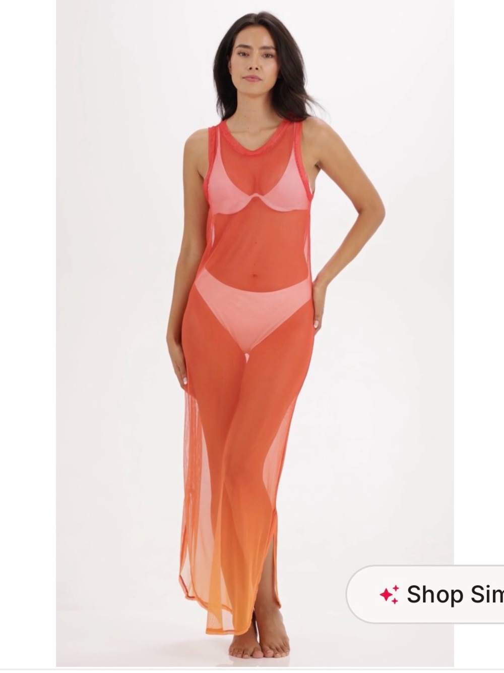 Jordan Taylor Sheer Ombre Maxi Cover-Up in Coral and Pink